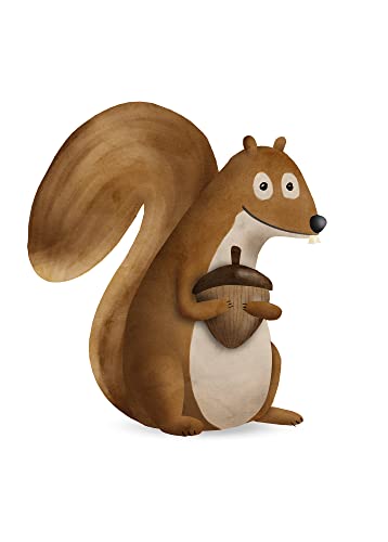 Komar Cute Animal Squirrel - Größe: 50 x 70 cm, Wandbild, Poster, Kunstdruck (ohne Rahmen), PURE Boutique von Komar