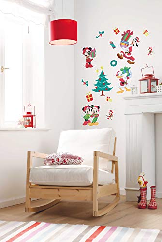 Disney Deco-Sticker von Komar - Mickey Christmas Presents - Größe: 50 x 70 cm - 17 Teile - Wandtattoo, Kinderzimmer, Dekoration von Komar