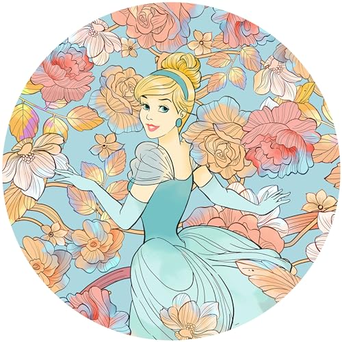 Disney Komar DOT runde und selbstklebende Vlies Fototapete Cinderella Pastel Dreams - Ø Durchmesser 125 cm - 1 Stück - Tapete, Kinderzimmer, Wandtattoo, Mädchen - DD1-003 von Komar