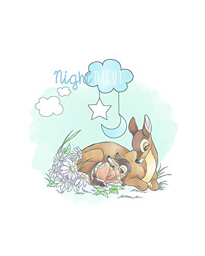 Disney Wandbild von Komar | Bambi Good Night | Kinderzimmer, Babyzimmer, Dekoration, Kunstdruck | Größe 40x50cm (Breite x Höhe) | ohne Rahmen | WB012-40x50, bunt, 40 x 50 cm von Komar
