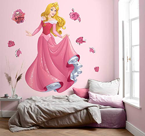 Disney selbstklebende und konturgeschnittene Vlies Fototapete von Komar - Aurora XXL - Größe: 127 x 200 cm - Wandtattoo, Kinderzimmer, Prinzessin, Mädchen, lebensgroß von Komar