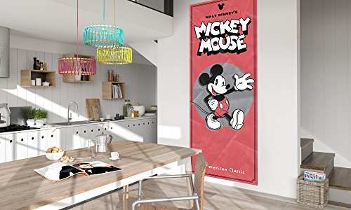Komar Disney Vlies Fototapete MICKEY CLASSIC | 100 x 250 cm | Tapete, Wand Dekoration, Micky Maus, Retro, Kinderzimmer | 052-DVD1, Rot/Schwarz/Weiß von Komar