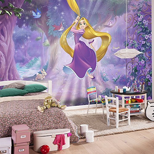 Komar Disney Fototapete RAPUNZEL | 368 x 254 cm | Tapete, Wand Dekoration, Prinzessin, Märchenwald, Flynn Ryder, Kinderzimmer | 8-451, lila, 8 Teile, 368 x 254 cm, 8 teile von Komar