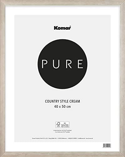 Komar Bilderrahmen Holz Country Style Grey 40 x 50 cm - mit hochtransparentem bruchsicherem Kunststoff/Acrylglas - weiß - Fotorahmen, Wandrahmen - BI-4050-CS-CR von Komar