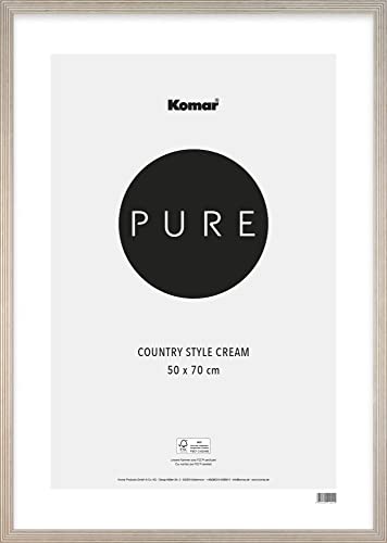 Komar Bilderrahmen Holz Country Style Grey 50 x 70 cm - mit hochtransparentem bruchsicherem Kunststoff/Acrylglas - weiß - Fotorahmen, Wandrahmen - BI-5070-CS-CR von Komar