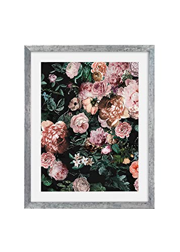 Komar Bilderrahmen Holz Stone Silver mit Art Poster Charming Wild als Set - Größe: 40x50 cm - Wandbild, Dekoration, Blumen von Komar