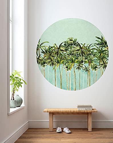 Komar DOT runde und selbstklebende Vlies Fototapete - Coconut Trees - Ø Durchmesser 125 cm - Palmen, Strand, Miami, Tapete, Wandtattoo, Schlafzimmer, Wohnzimmer, Wanddeko - D1-093 von Komar