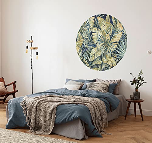 Komar DOT runde und selbstklebende Vlies Fototapete - Feuilles Tropicales - Ø Durchmesser 125 cm - Palmen, Tapete, Wandtattoo, Schlafzimmer, Wohnzimmer, Wanddeko - D1-090 von Komar