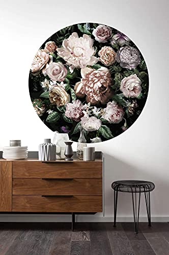 Komar DOT runde und selbstklebende Vlies Fototapete Flower Couture - Ø Durchmesser 125 cm - 1 Stück - Floral, Blumen, Blumenmotiv, Tapete, Dekoration, Wandtapete, D1-032 von Komar