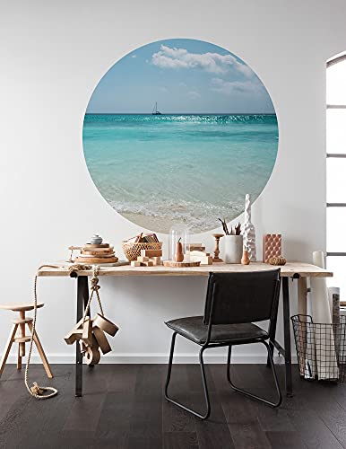 Komar DOT runde und selbstklebende Vlies Fototapete - Lagoon - Ø Durchmesser 125 cm - Strand, Meer, Tapete, Wandtattoo, Schlafzimmer, Wohnzimmer, Wanddeko - D1-082 von Komar