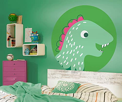 Komar DOT runde und selbstklebende Vlies Fototapete - Little Dino Tyranno - Ø Durchmesser 125 cm - Kindertapete, Dinosaurier, Comic, Kinderzimmer, Wandtattoo - D1-067 von Komar