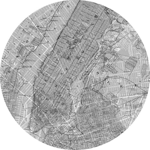 Komar DOT runde und selbstklebende Vlies Fototapete Map - Ø Durchmesser 125 cm - 1 Stück - NYC, New York, Stadtplan, Tapete, Dekoration, Wandtapete, Wandbild, Wandbelag, Designtapete - D1-056 von Komar