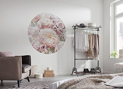 Komar DOT runde und selbstklebende Vlies Fototapete - Pink and Cream Roses - Ø Durchmesser 125 cm - Rosen, Blumen, Tapete, Wandtattoo, Schlafzimmer, Wohnzimmer, Wanddeko - D1-072 von Komar