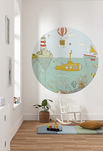 Komar DOT runde und selbstklebende Vlies Fototapete - Underwater - Ø Durchmesser 125 cm - Kinder, U-Boot, Tapete, Wandtattoo, Schlafzimmer, Wohnzimmer, Wanddeko - D1-086 von Komar