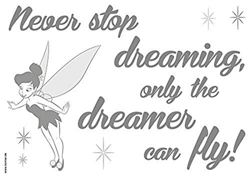 Komar Disney Deco-Sticker NEVER STOP DREAMING | | 50 x 70 cm | Wandtattoo, Wandsticker, Wandaufkleber, Wandbild, Thinker Bell, Elf, Fee, Dream, Zitat, Kinderzimmer | 14001h von Komar