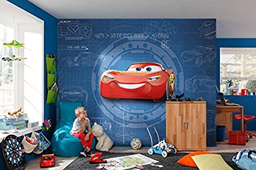Komar Fototapete von Disney | Cars3 Blueprint | Bunt, 368 x 254 cm, Disney, Cars, Tapete, Auto, Jungen, Kinderzimmer , Jungenzimmer, Wanddekoration | 8 Teile von Komar