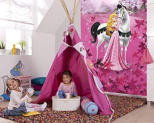 Komar Disney Fototapete SLEEPING BEAUTY | 184x254 cm | Tapete, Wand Dekoration, Dornröschen, Prinzessin, Aurora, Kinderzimmer 4-495, Pink von Komar