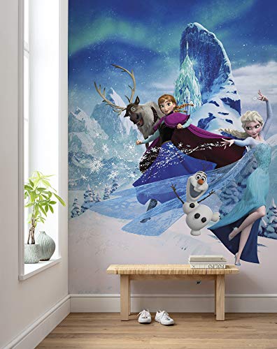 Komar Disney Vlies Fototapete |Frozen Elsas Magic | Größe: 200 x 280 cm (Breite x Höhe), Bahnbreite 50 cm | Tapete, Wandbild, Dekoration, Wandbelag, Kinderzimmer, Schlafzimmer | DX4-014, blau von Komar