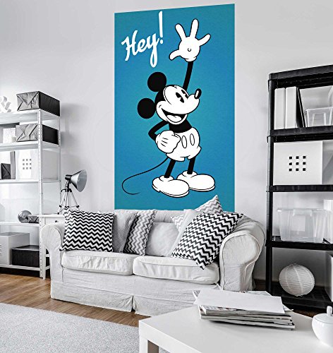Komar Disney Vlies Fototapete MICKEY HEY | 120 x 200 cm | Tapete, Wand Dekoration, Retro, Comic, Micky, 90, Kinderzimmer, Kindertapete | VD-053 von Komar