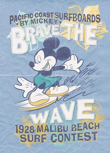 Komar Disney Vlies Fototapete - Mickey Brave the Wave - Größe: 200 x 280 cm (Breite x Höhe) - Kindertapete, Maus, Kinderzimmer, Tapete - IADX4-014 von Komar
