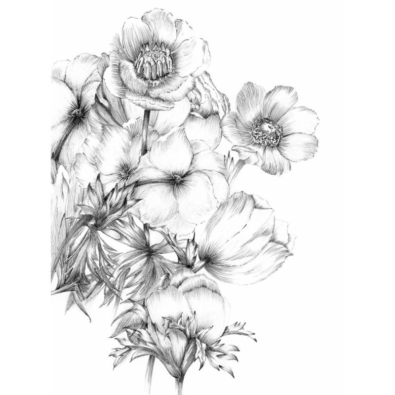 Komar Fototapete Embroidery Schwarz-Weiß 184 x 248 cm 611112 von Komar