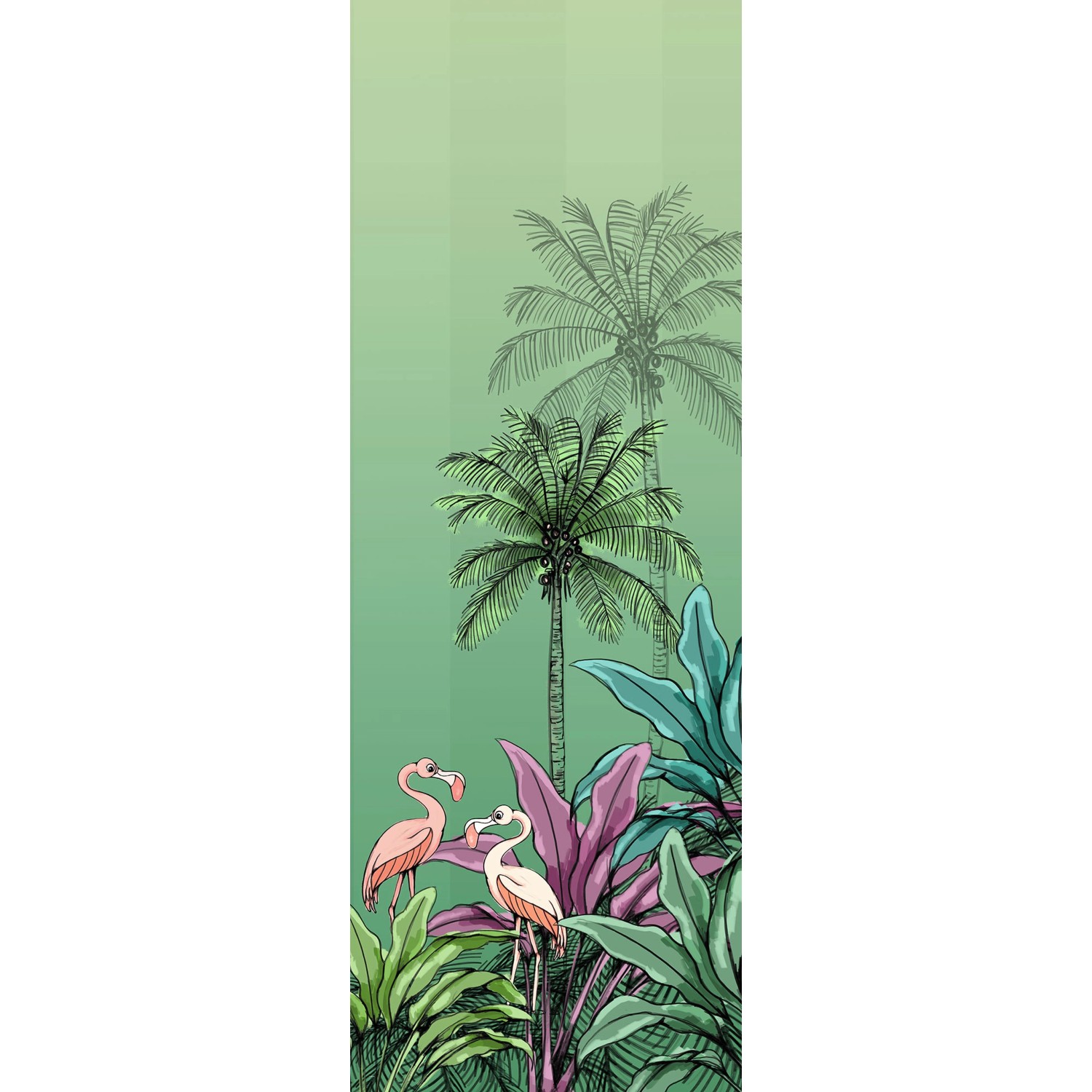Komar Fototapete Jungle Flamingo Grün 100 x 280 cm 610034 von Komar
