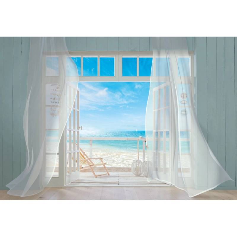 Komar Fototapete Malibu Blau und Weiß 368 x 254 cm 611034 von Komar