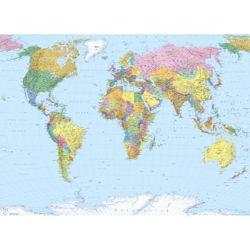 Komar Fototapete World Map Multicolor 270 x 188 cm 611059 von Komar