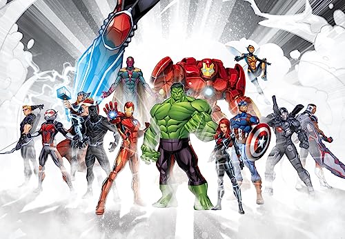 Marvel Fototapete - Avengers Unite - Größe 368 x 254 cm (Breite x Höhe), 8 Teile, inklusive Kleister - Tapete, Kinderzimmer, Kindertapete, Hulk von Komar