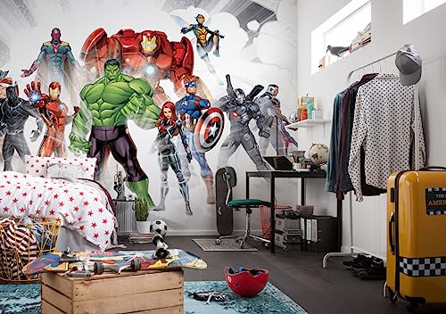 Marvel Fototapete - Avengers Unite - Größe 368 x 254 cm (Breite x Höhe), 8 Teile, inklusive Kleister - Tapete, Kinderzimmer, Kindertapete, Hulk von Komar