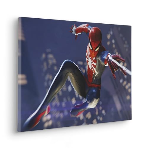 Komar Keilrahmenbild - Marvel Spider-Man Web Shoot - Größe: 60 x 40 cm - Leinwandbild, Kinderzimmer, Blau,Rot von Komar