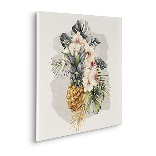 Komar Keilrahmenbild im Echtholzrahmen - Ananas Mûr - Größe 60 x 60 cm - Wandbild, Kunstdruck, Wanddekoration, Design, Wohnzimmer, Schlafzimmer von Komar