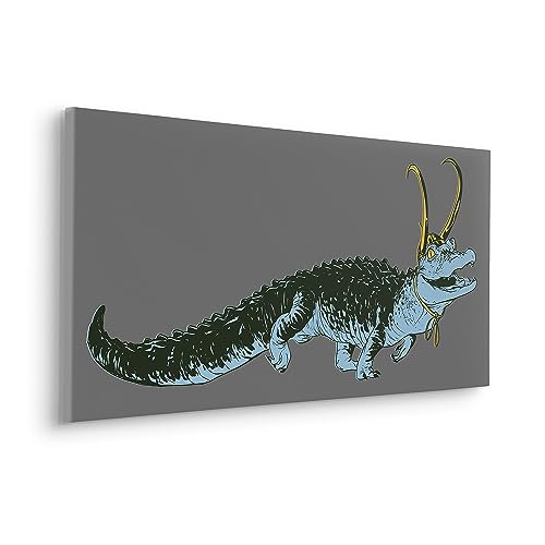 Komar Keilrahmenbild im Echtholzrahmen - Loki Alligator Variance - Größe 90 x 40 cm - Bild, Leinwandbild, Marvel, Kinderzimmer von Komar