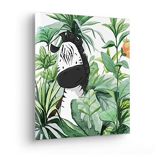 Komar Keilrahmenbild im Echtholzrahmen - Lost Zebra - Größe 30 x 30 cm - Wandbild, Kunstdruck, Wanddekoration, Design, Wohnzimmer, Schlafzimmer von Komar