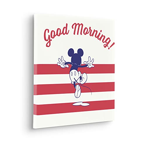 Komar Keilrahmenbild im Echtholzrahmen - Mickey Good Morning - Größe 40 x 40 cm - Disney, Kinderzimmer, Wandbild, Kunstdruck, Wanddekoration, Design von Komar