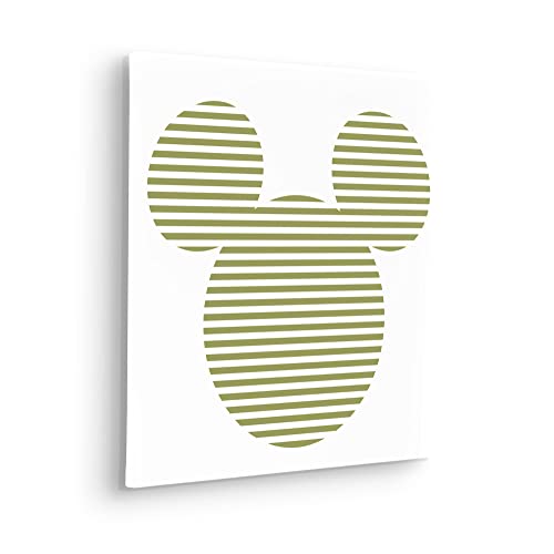 Komar Keilrahmenbild im Echtholzrahmen - Mickey Horizontal Stripes - Größe 40 x 40 cm - Disney, Kinderzimmer, Wandbild, Kunstdruck, Wanddekoration, Design von Komar