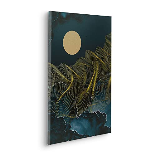 Komar Keilrahmenbild im Echtholzrahmen - Moon Waves - Größe 40 x 60 cm - Wandbild, Kunstdruck, Wanddekoration, Design, Wohnzimmer, Schlafzimmer von Komar