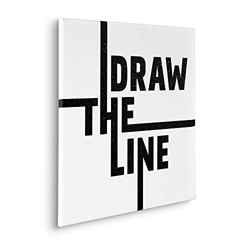 Komar Keilrahmenbild im Echtholzrahmen - Typo Draw the Line - Größe 60 x 60 cm - Wandbild, Kunstdruck, Wanddekoration, Design, Wohnzimmer, Schlafzimmer von Komar