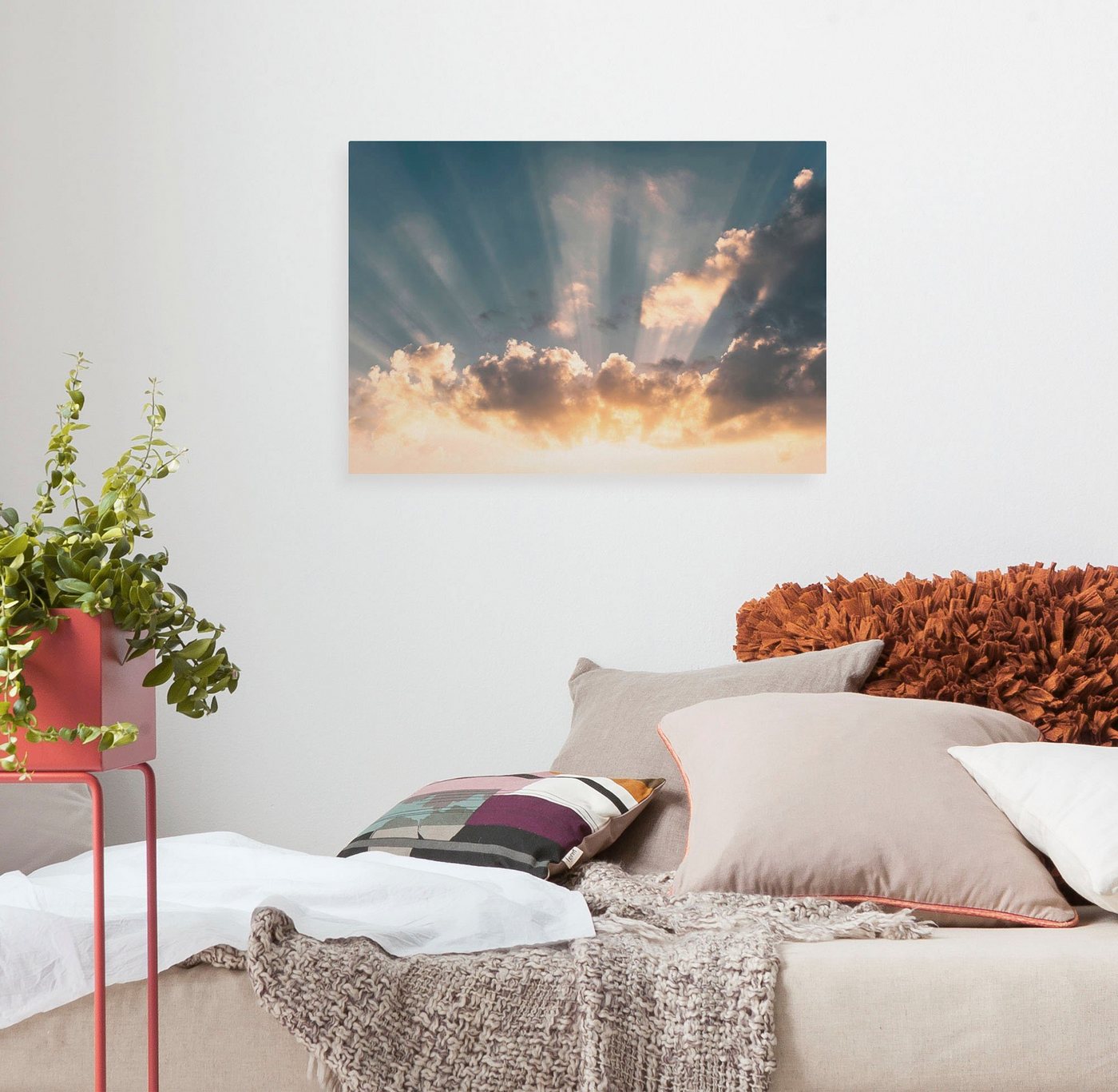 Komar Leinwandbild Enlightenment - Größe 60 x 40 cm, Baum, Berge, Blumen, Blätter, Foto, Jahreszeiten, Landschaft, Meer, Natur, Palmen, Strand (Packung, 1 St), Keilrahmenbild mi Echtholzrahmen von Komar