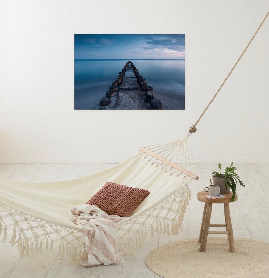 Komar Leinwandbild Ostseebad - Größe 90 x 60 cm, Baum, Berge, Blumen, Blätter, Foto, Jahreszeiten, Landschaft, Meer, Natur, Palmen, Strand (Packung, 1 St), Keilrahmenbild mi Echtholzrahmen von Komar