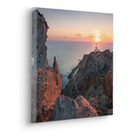 Komar Leinwandbild "Lighthouse - Größe 40 x 40 cm" Baum  Berge  Blätter  Foto  Jahreszeiten  Landschaft  Meer  Natur  Palmen  Strand Packung, 1 Stk. tlg. Keilrahmenbild mi Echtholzrahmen von Komar