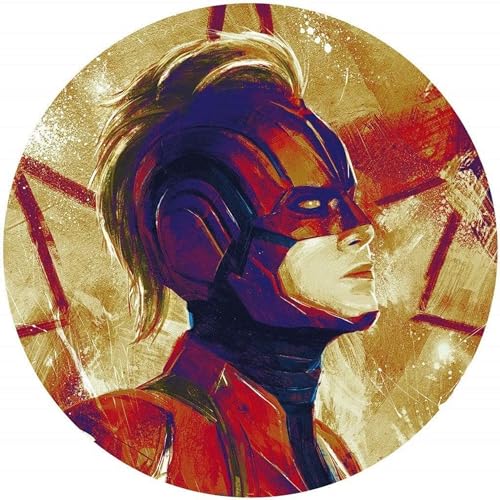 Komar Marvel DOT runde und selbstklebende Vlies Fototapete - Avengers Painting Captain Marvel Helmet - Ø Durchmesser 125 cm - Wandsticker, Kinderzimmer, Wandtattoo - DD1-054 von Komar