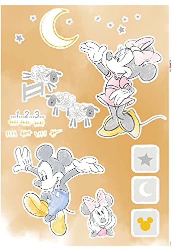 Komar Mickie Maus, Disney Wandtattoo Counting Sheeps - 50 x 70 cm (Breite x Höhe) - 15 Teile - Mickie Maus, Deco-Sticker, Wandaufkleber, Wandsticker, Wanddeko, Kinderzimmer - 14109h von Komar