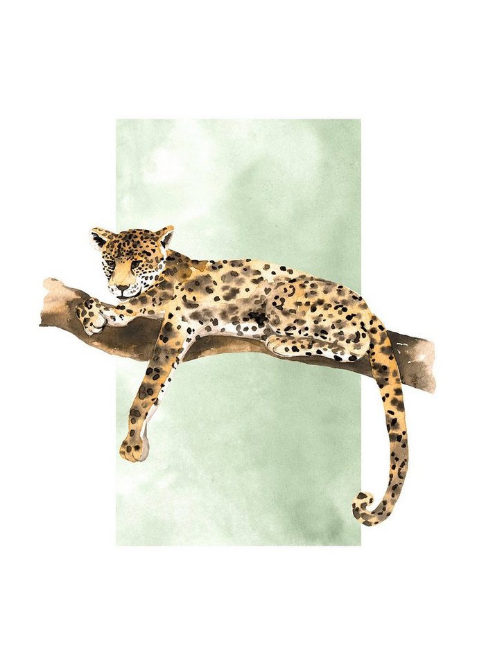 Komar Bild Lazy Leopard, Natur (1 St), Wandbild zur Dekoration - ohne Rahmen von Komar