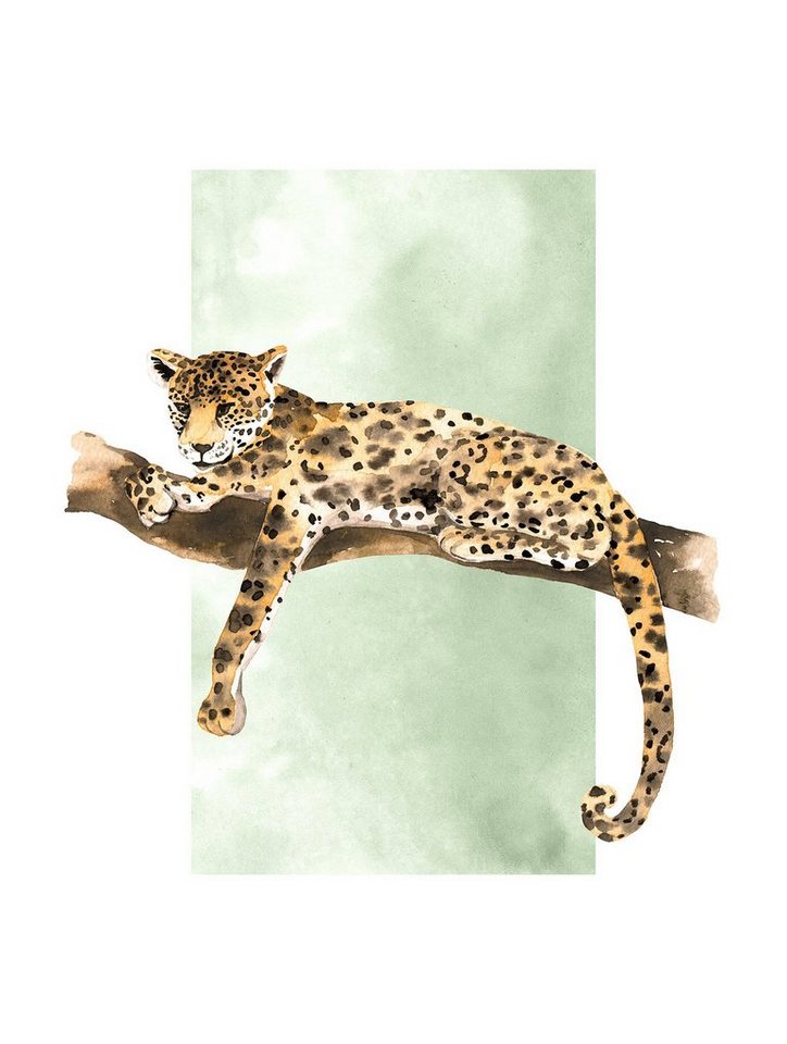 Komar Bild Lazy Leopard, Natur (1 St), Wandbild zur Dekoration - ohne Rahmen von Komar
