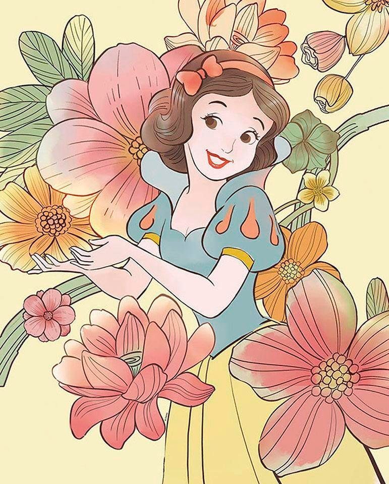 Komar Poster Snow White Flowers, Disney (1 St), Kinderzimmer, Schlafzimmer, Wohnzimmer von Komar