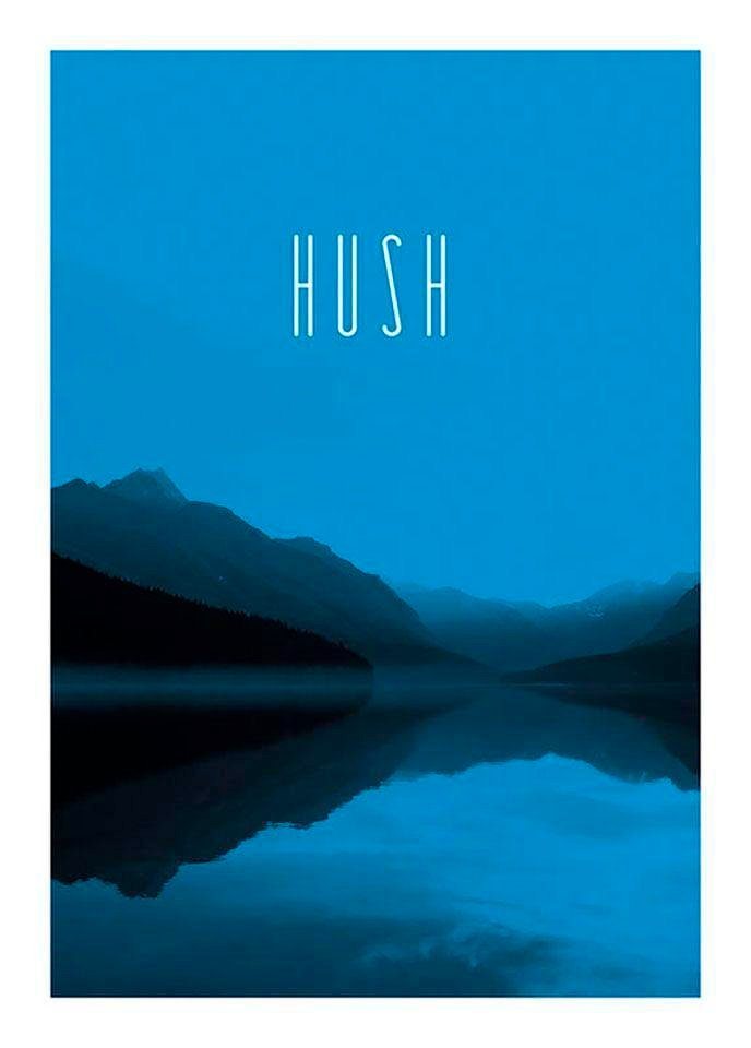 Komar Bild Word Lake Hush Blue, Natur (1 St), Wandbild zur Dekoration - ohne Rahmen von Komar