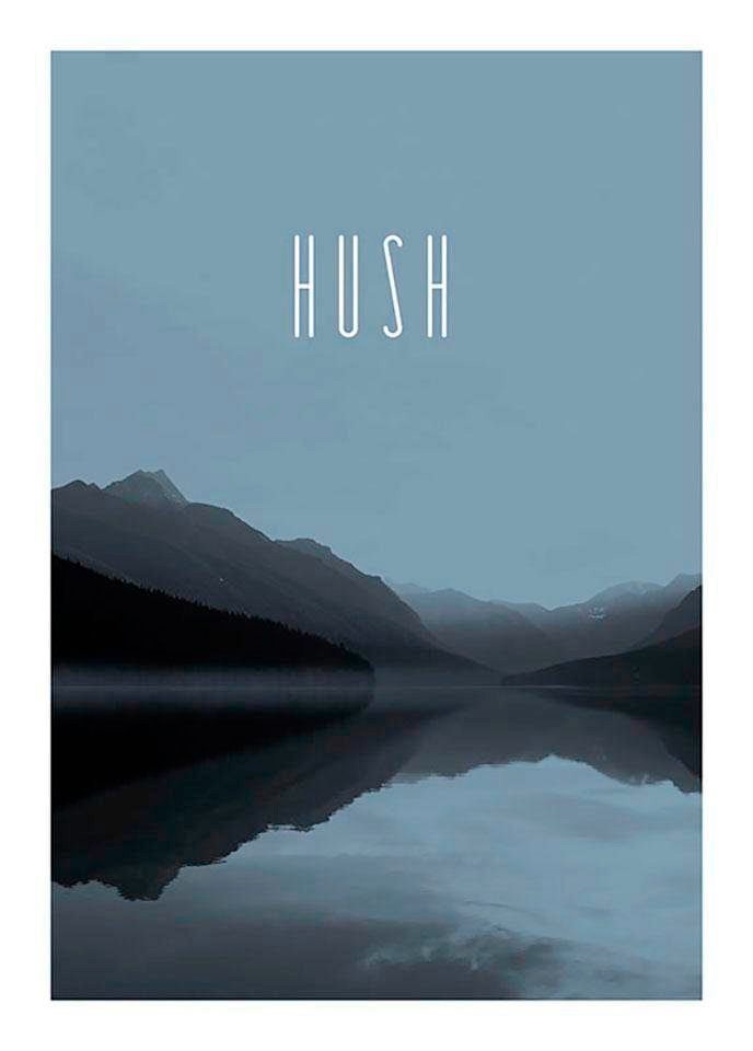 Komar Poster Word Lake Hush Steel, Natur (1 St), Kinderzimmer, Schlafzimmer, Wohnzimmer von Komar