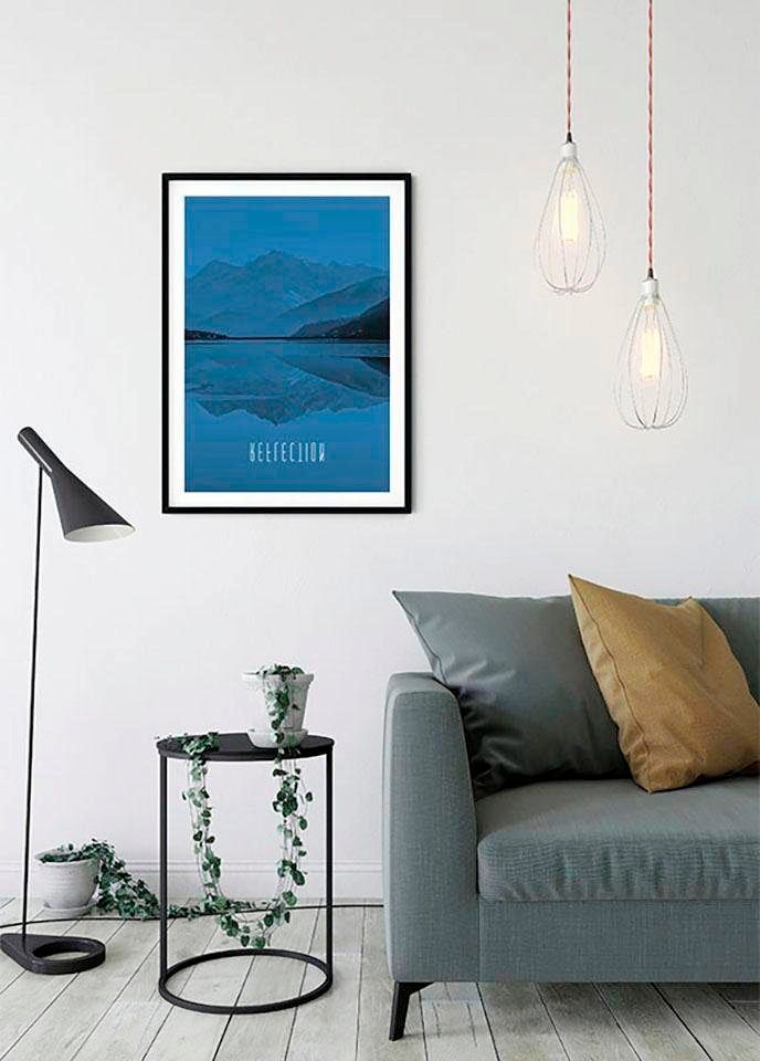 Komar Bild Word Lake Reflection Blue, Natur (1 St), Wandbild zur Dekoration - ohne Rahmen von Komar