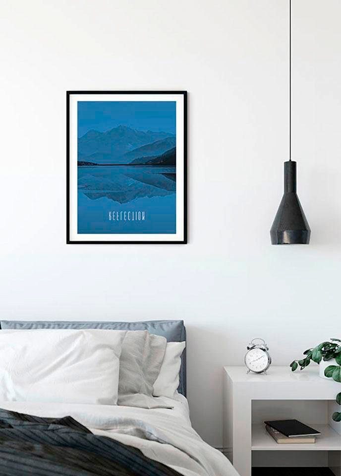 Komar Bild Word Lake Reflection Blue, Natur (1 St), Wandbild zur Dekoration - ohne Rahmen von Komar